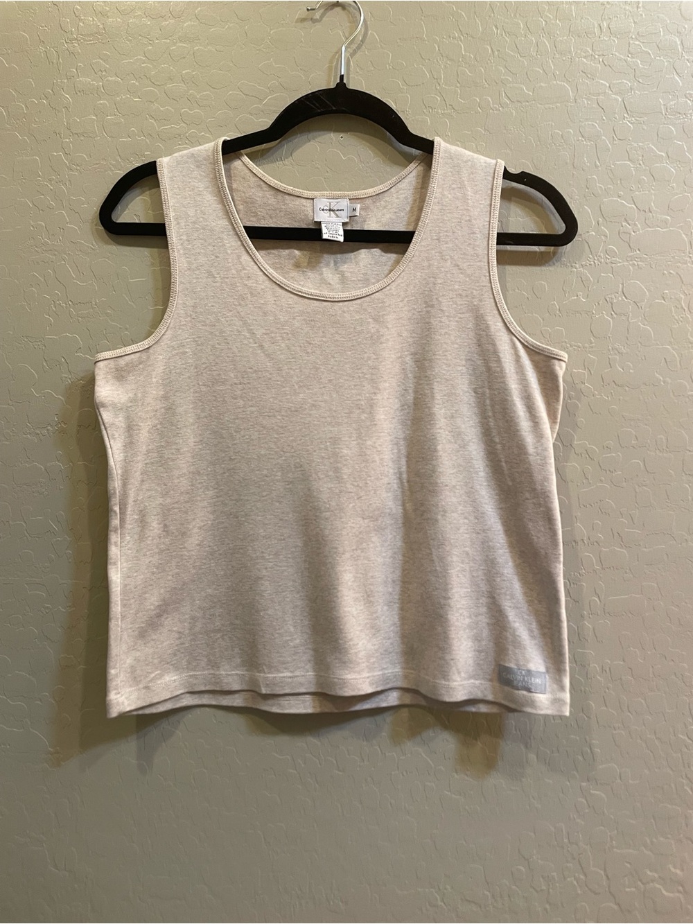 Vintage Calvin Klein Cream Sleeveless 100% Cotton Tank Top